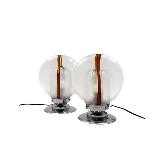 Mid-Century Modern 1970s Toni Zuccheri, Murano Blown Glass Lamps, Mazzega, Murano Italy - Set of 2 For Sale - Image 3 of 13