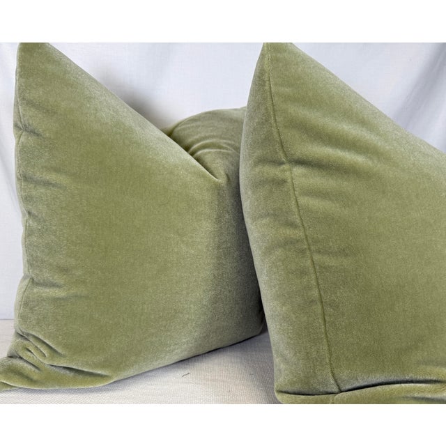 Transitional Celadon Mohair 22" Pillows-a Pair For Sale - Image 3 of 3