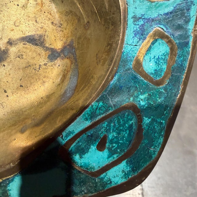 Metal Pepe Mendoza Ashtray Dish Catch All Tray Bowl Malachite Brass For Sale - Image 7 of 11