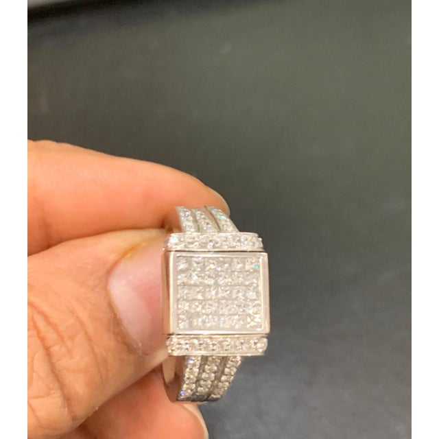 Metal 1.5 Carat Princess Cut Diamond & 1 Ct Blue Sapphire Flip Ring 14 K Gold, Unisex For Sale - Image 7 of 18