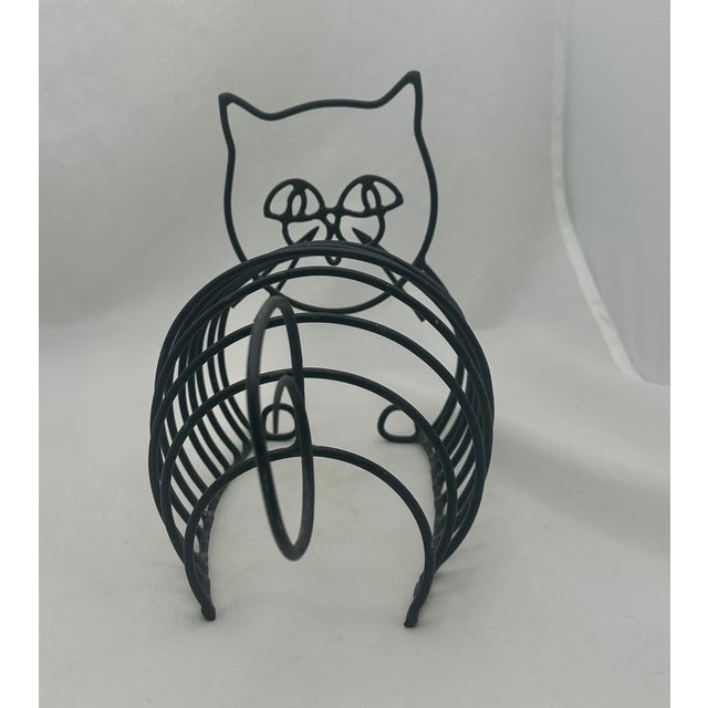 1950's Vintage Wire Figural Black Cat Magazine Holder For Sale In Naples, FL - Image 6 of 8