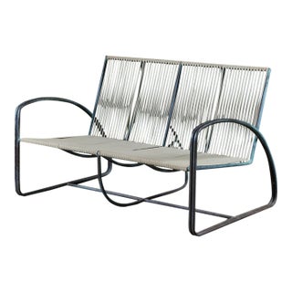 Walter Lamb for Brown Jordan Vinyl Bronze Patio Settee For Sale
