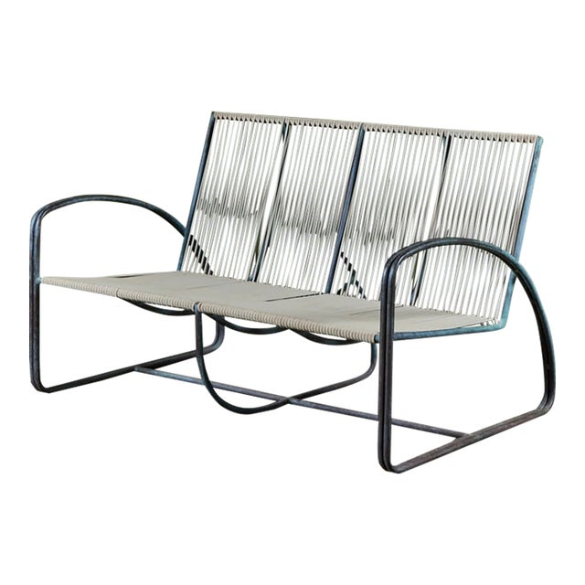 Walter Lamb for Brown Jordan Vinyl Bronze Patio Settee For Sale