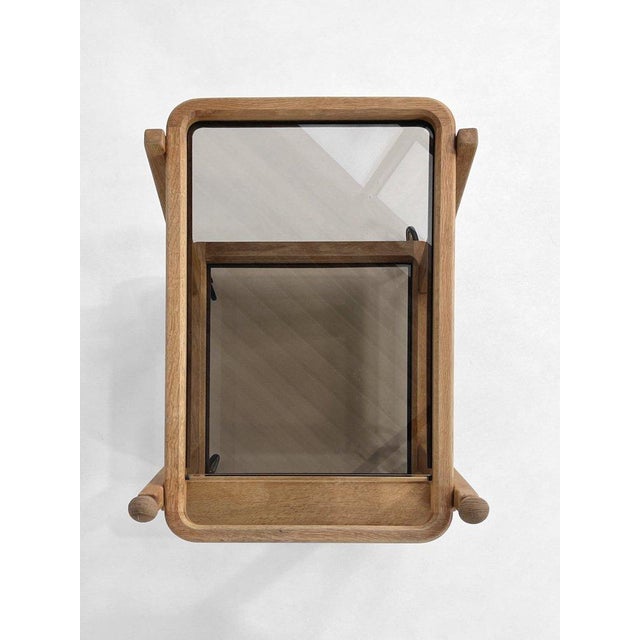 Wood Oak and Glass Serving Table by Guillerme et Chambron for Votre Maison, 1950s For Sale - Image 7 of 8