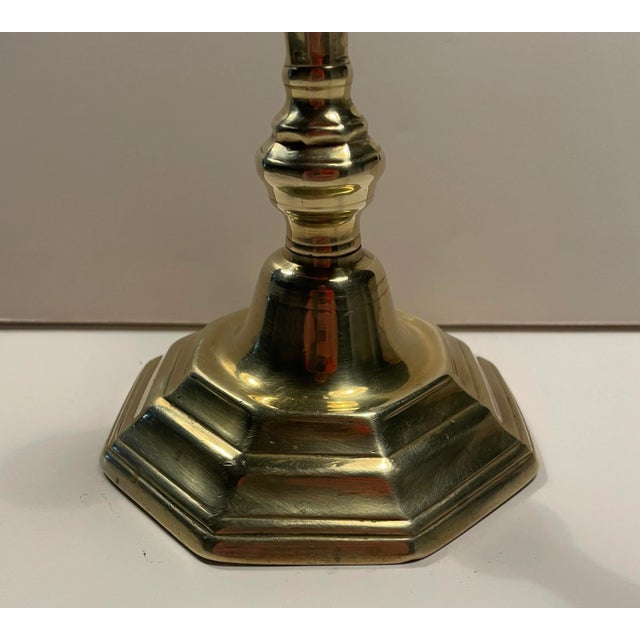 Antique Louis XIV French Brass Candlestick For Sale - Image 4 of 5