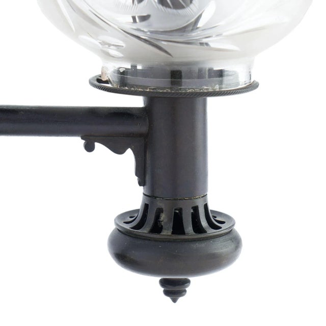 American Cast Bronze Single Arm Argand Lamp & Shade, C. 1810-15 For Sale In Chicago - Image 6 of 12