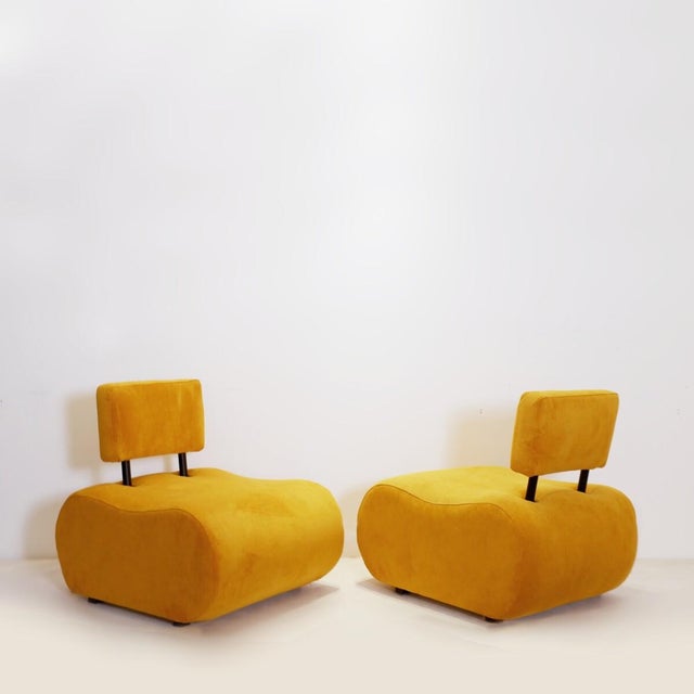 Yellow Vintage Lounge Chairs in Corduroy Upholstery, 1970s, Set of 2 For Sale - Image 8 of 8