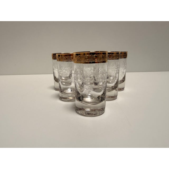Murano Glass Medici Gold Rim Liquor Glass Set, 1970s, Set of 6, in Flawless conditions. Designed 1970 to 1979 I have...