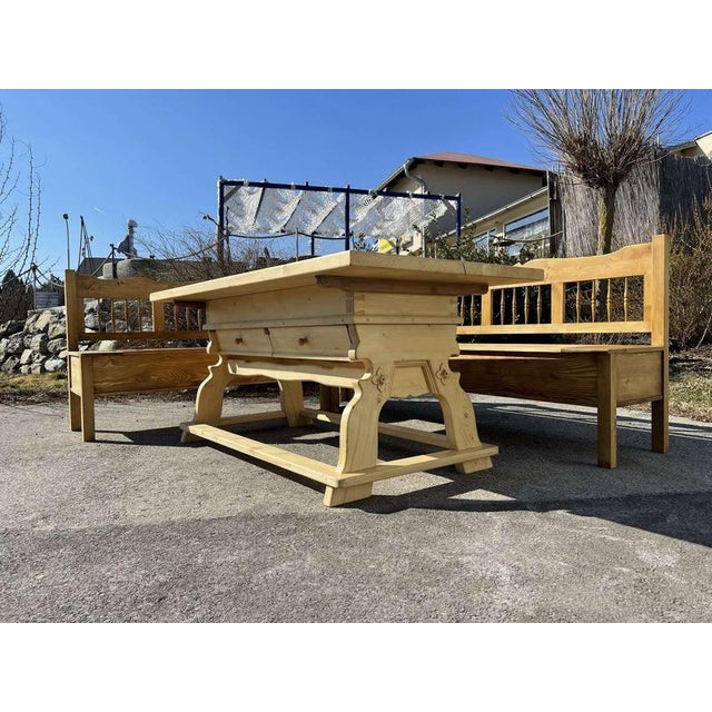 Tan Farmhouse Corner Benches, Set of 2 For Sale - Image 8 of 16