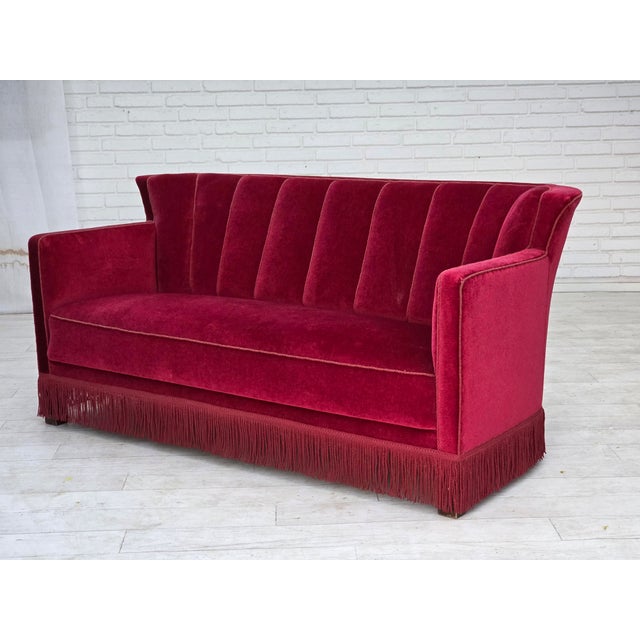 Danish 2-Seater Sofa in Velour with Ash Wood Legs, 1960s For Sale - Image 12 of 17
