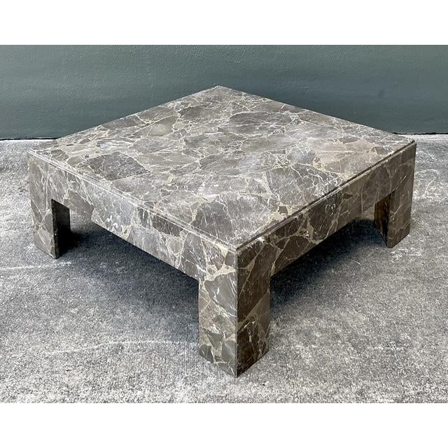 Stone Vintage Boho Emperador Marble Coffee Table For Sale - Image 7 of 11