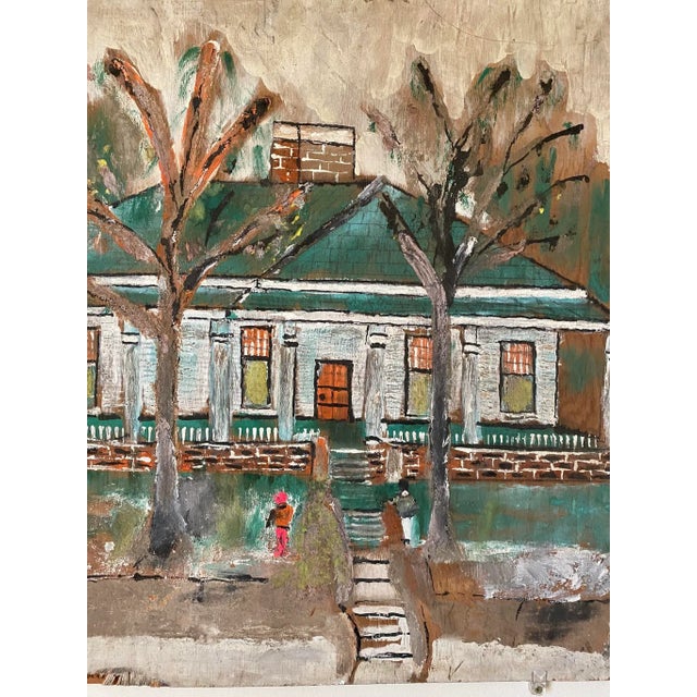 1960s 1960s Folk Art Architectural Painting by Jimmy Lee Sudduth For Sale - Image 5 of 13
