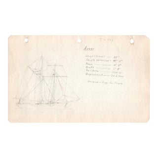 1940s Maine Marine Architectural Drawing on Paper For Sale