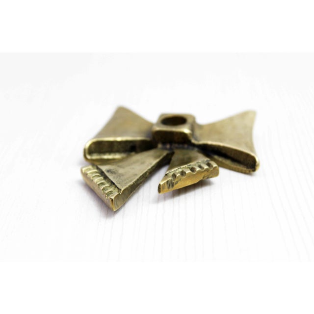 Vintage Bow Tie Candlestick in Brass, 1970s For Sale - Image 4 of 9