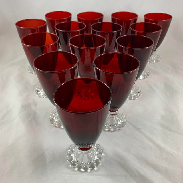 MidCentury Boopie Ruby Red Footed Hocking Glass Goblets, S/14 Chairish
