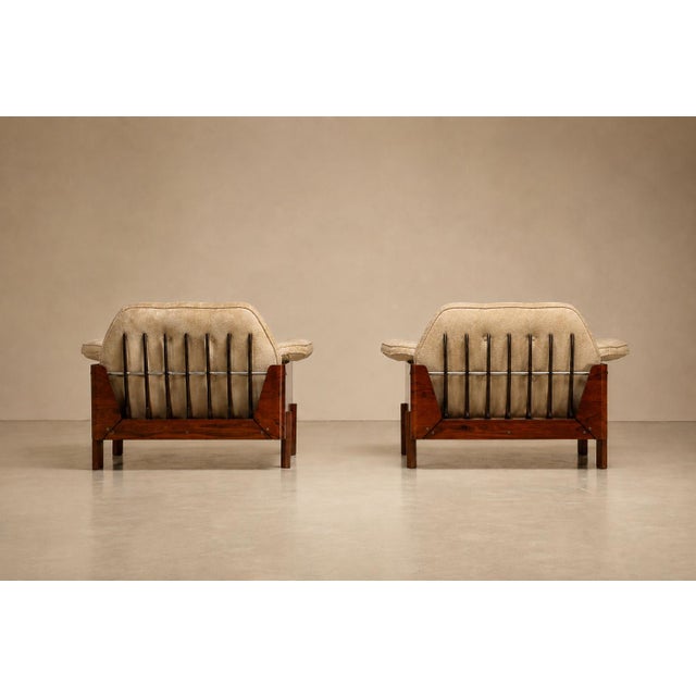 Pair of Brazilian Modern Rosewood and Mohair Armchairs by Bertomeu, 1960s For Sale - Image 13 of 18
