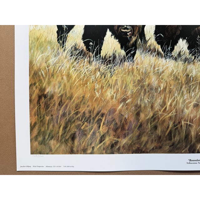 1990s 1990s Jocelyn Lillpop Russell Boundary Line Bison Buffalo Yellowstone National Park Signed Numbered American Print For Sale - Image 5 of 11