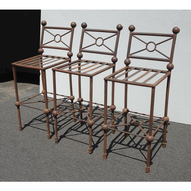 Gorgeous Barstools in Good Vintage Condition. Solid and Firm. The finish has rustic qualities and has a crackle finish....