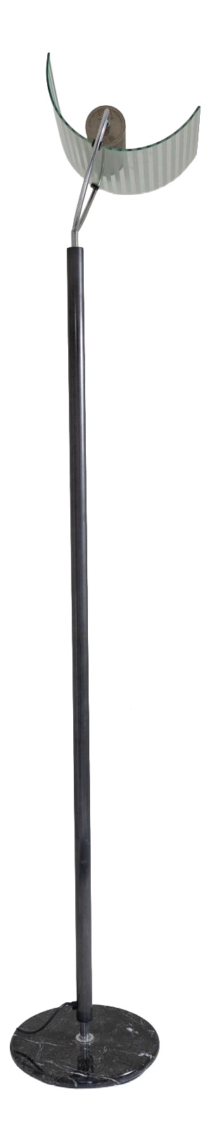Floor Lamp with Marble Base and Curved Glass Shade, 1990s