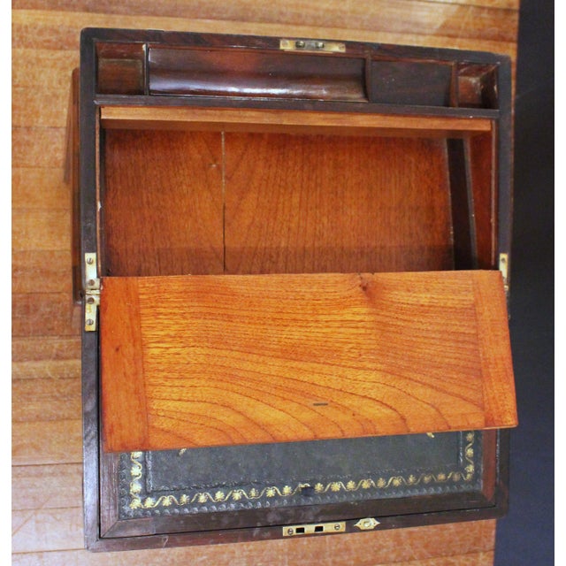 Circa 1840 English Lap Desk Writing Box on Custom Side Table Stand For Sale - Image 11 of 12