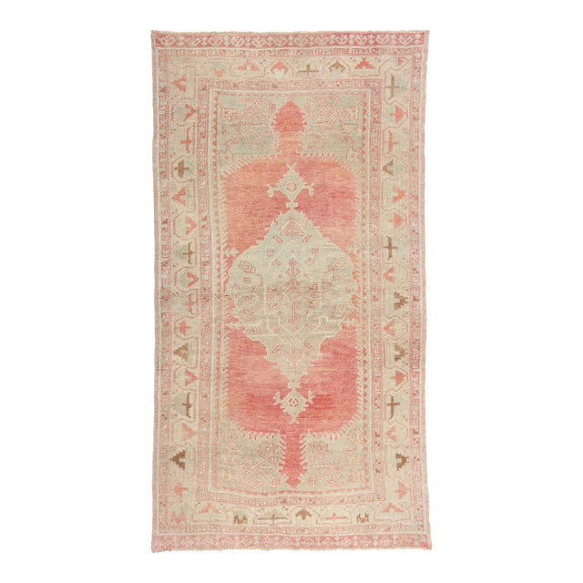 Vintage Turkish Oushak Rug, 04'04 X 08'01 For Sale