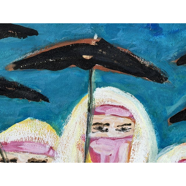 1970s Mohamed Hamri Moroccan Modernist Painting, Five Veiled Women, Signed For Sale - Image 12 of 18
