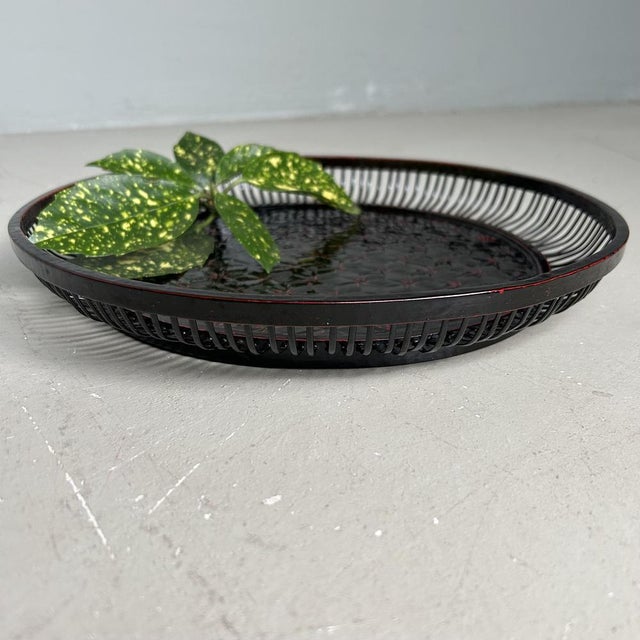 Rantai Lacquered Bamboo Obon Bowl, 1970s For Sale - Image 10 of 13