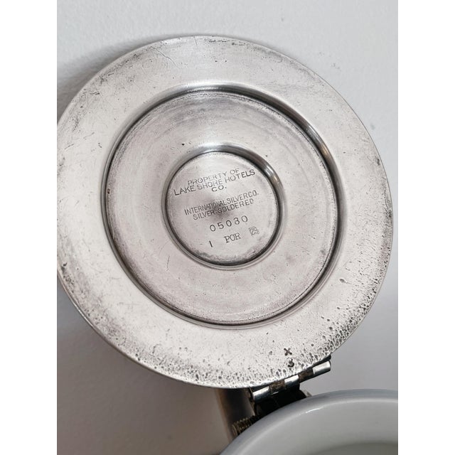 International Silver 1929 China and Silver Teapot From the Lake Shore Hotel Cleveland For Sale - Image 4 of 7