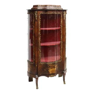 1800's Antique French Louis XV Style, Ormulu, Curved Display Vitrine!! For Sale