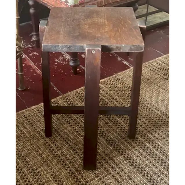 Mid 20th Century Antique Arts and Crafts Wood Side Table, Plant Stand For Sale - Image 5 of 9