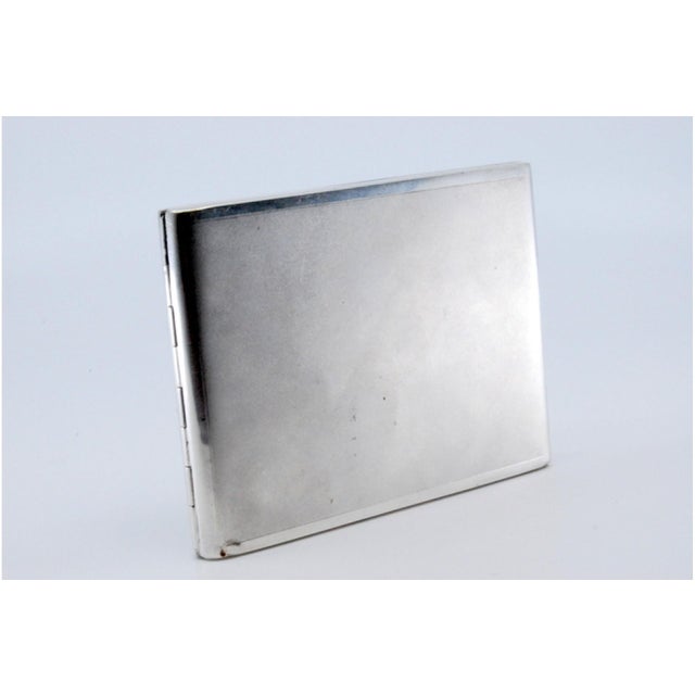 Silver Matte Silver Cigarette Case with Gold Interior and Hinged Lid For Sale - Image 8 of 11
