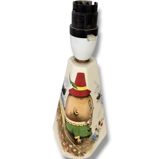 Textile Vintage Hand-Painted Ceramic Humpty Dumpty Table Lamp For Sale - Image 7 of 9