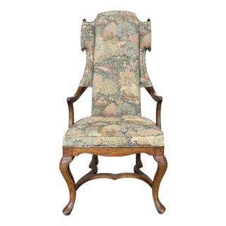 Louis XV Style Oak Wingback Armchair For Sale