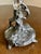 Gray Antique Art Nouveau Figural Floral Spelter and Scalloped Glass Centerpiece Tazza For Sale - Image 8 of 17