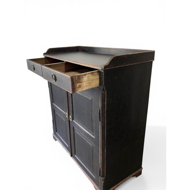 Wood Antique Gustavian Black Sideboard For Sale - Image 7 of 9