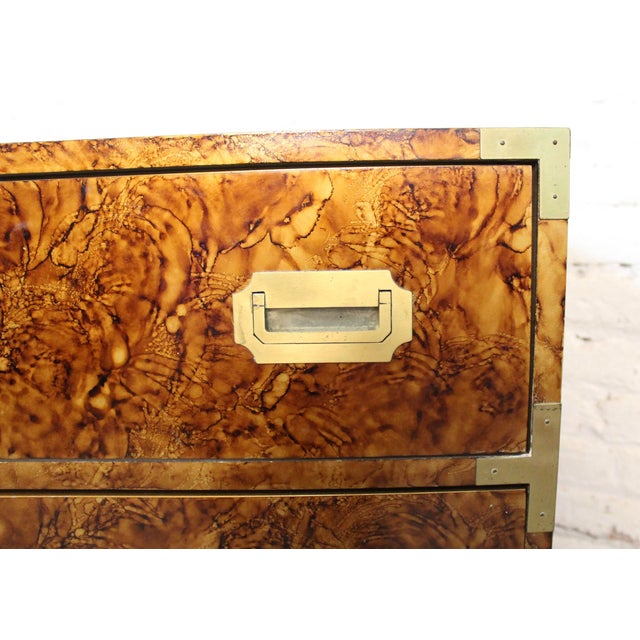 Mid 20th Century Set of Campaign Style Artisanal Three Drawer Dressers, Pair For Sale - Image 16 of 17