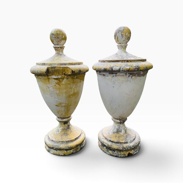 American Antique Wood Urn Form Finials For Sale - Image 3 of 6