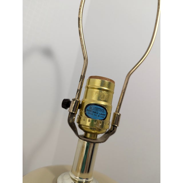 Wood Set of 2 Vintage Chinese Glass Lamps With Finials in Beige and Rust With Wood Base For Sale - Image 7 of 8