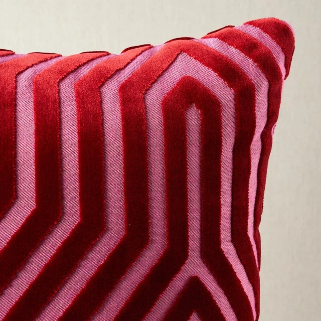 This pillow features Vanderbilt Velvet by Mary McDonald for Schumacher with a knife edge finish. A large-scale, linear...