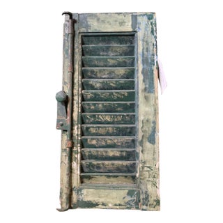 Vintage 1920s French Exterior Shutter in Green For Sale