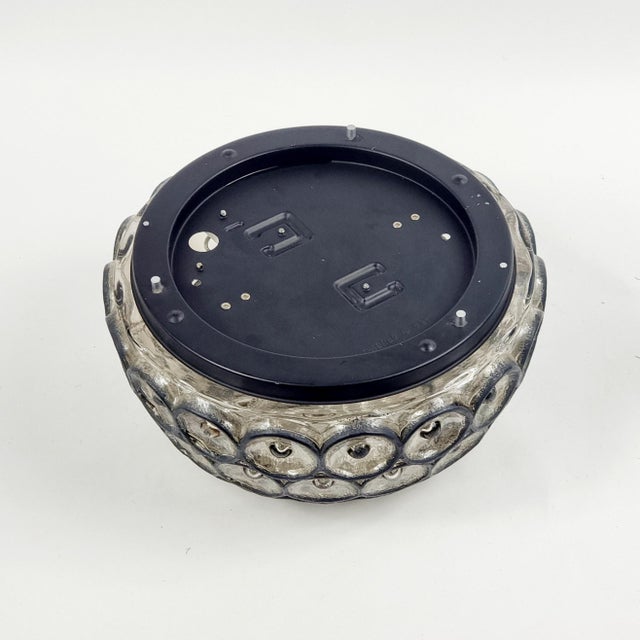 Black Large Mid-Century Modern Glass Flush Mount from Limburg, Germany, 1960s For Sale - Image 8 of 11