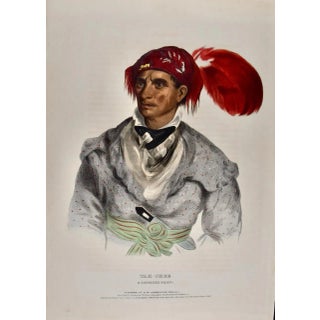 Tah-Chee, Cherokee Chief: A 19th C. Folioisized Hand-Colored McKenney & Hall Lithograph For Sale