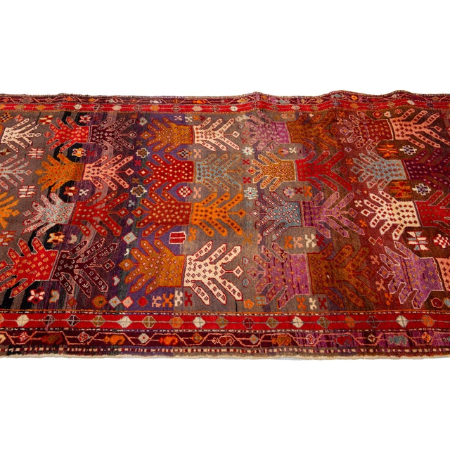 1960s Handmade Multicolor Designed Shiraz Persian Wool Rug For Sale - Image 5 of 9