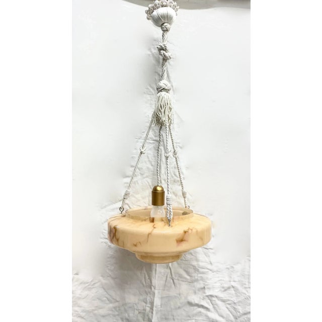 Flat Glass Pendant Light, 1940s For Sale - Image 4 of 5