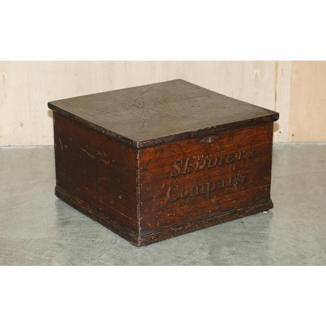 Absolutely exquisite original early Victorian Campaign storage chest with original sign painted front A very good looking...