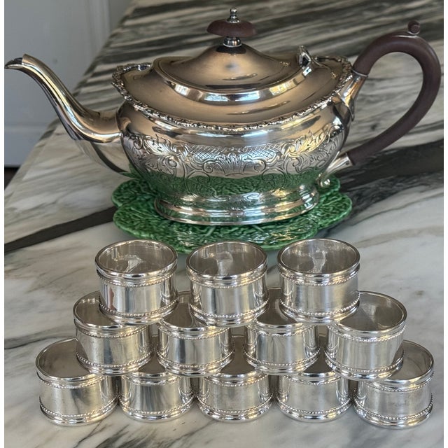Contemporary Vintage Silver Plated Napkin Rings - Set of 12, Polished For Sale - Image 3 of 7