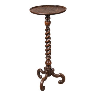 British Oak Barley Twist Pedestal Plant Stand, Circa 1920s–1930s For Sale