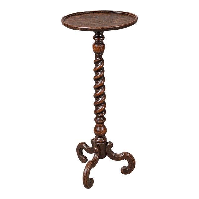 British Oak Barley Twist Pedestal Plant Stand, Circa 1920s–1930s For Sale