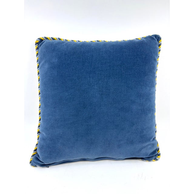 Late 20th Century Vintage Yellow and Blue Rooster Country Needlepoint Pillow For Sale - Image 5 of 6