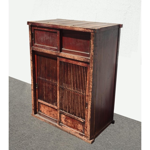 Japanese Share Antique 1900's Wabisabi Japanese Antique Tansu Storage Cabinet Sideboard For Sale - Image 3 of 18